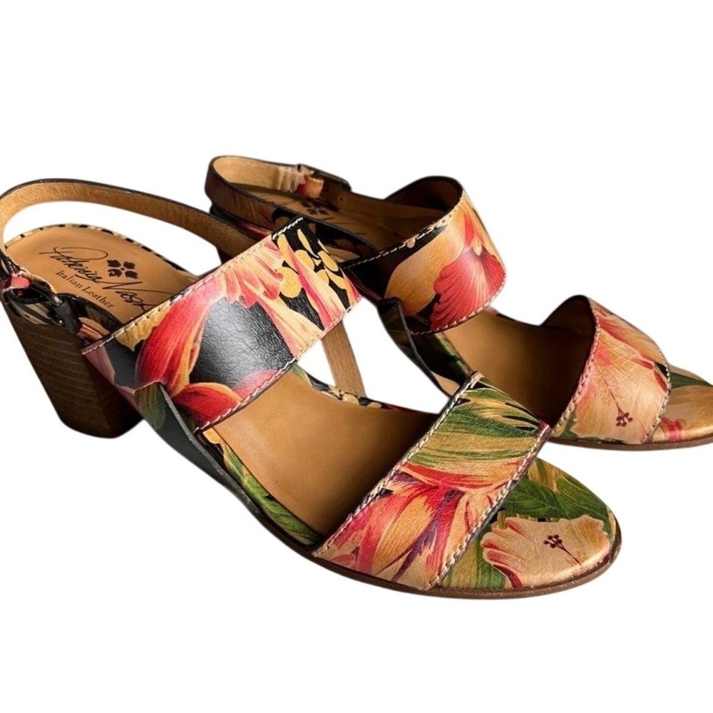 Patricia Nash Mirella Floral‎ Leather Block Heel Sandal 7.5